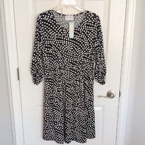 NWT French Grey Murphy Brushed Knit Polka Dot Dress - XL